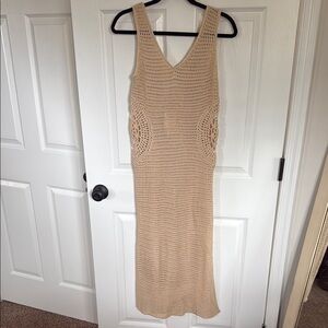 Elan Cream Crochet Sleeveless Dress